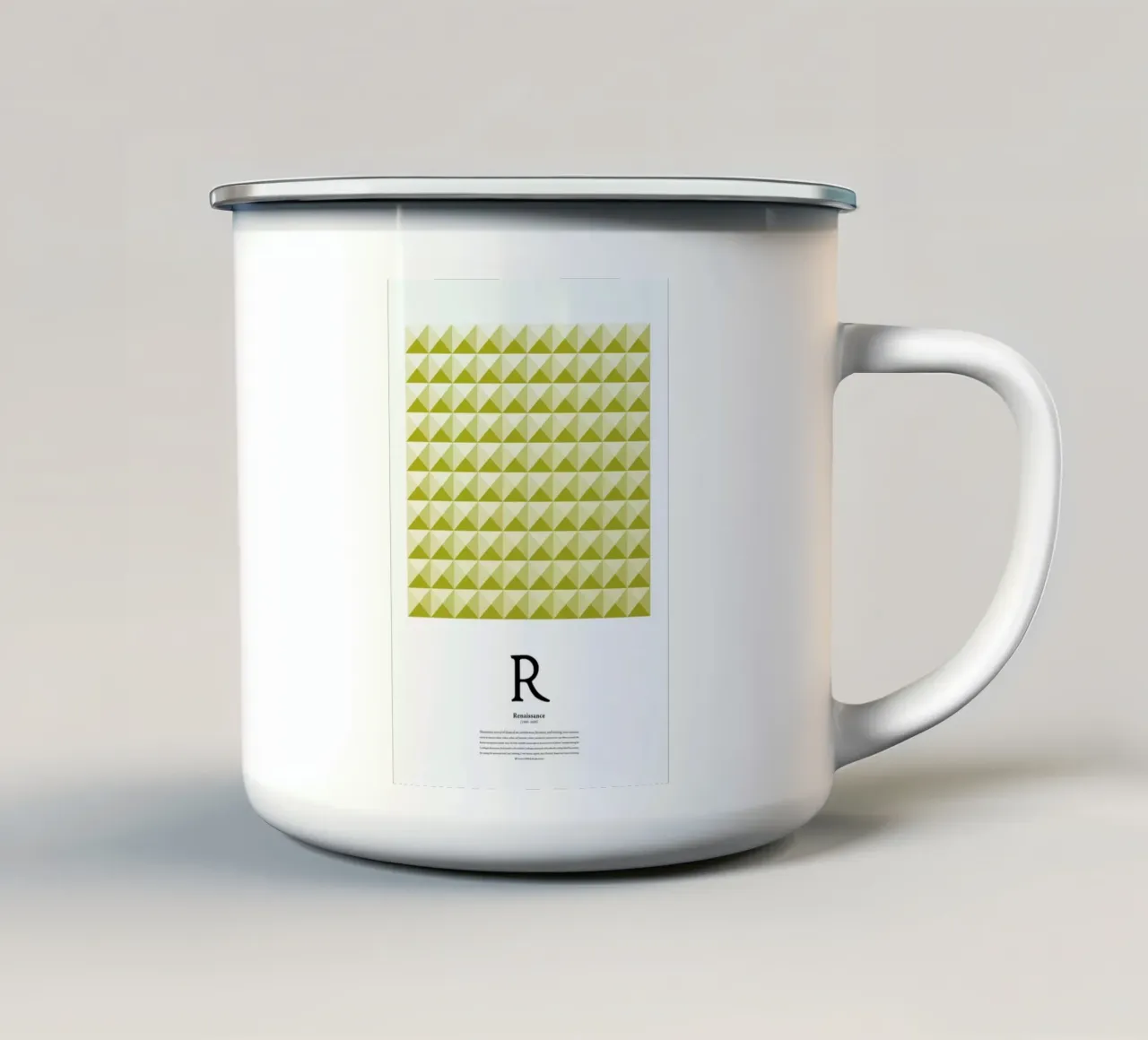 R - Renaissance emaille mok van The True Type