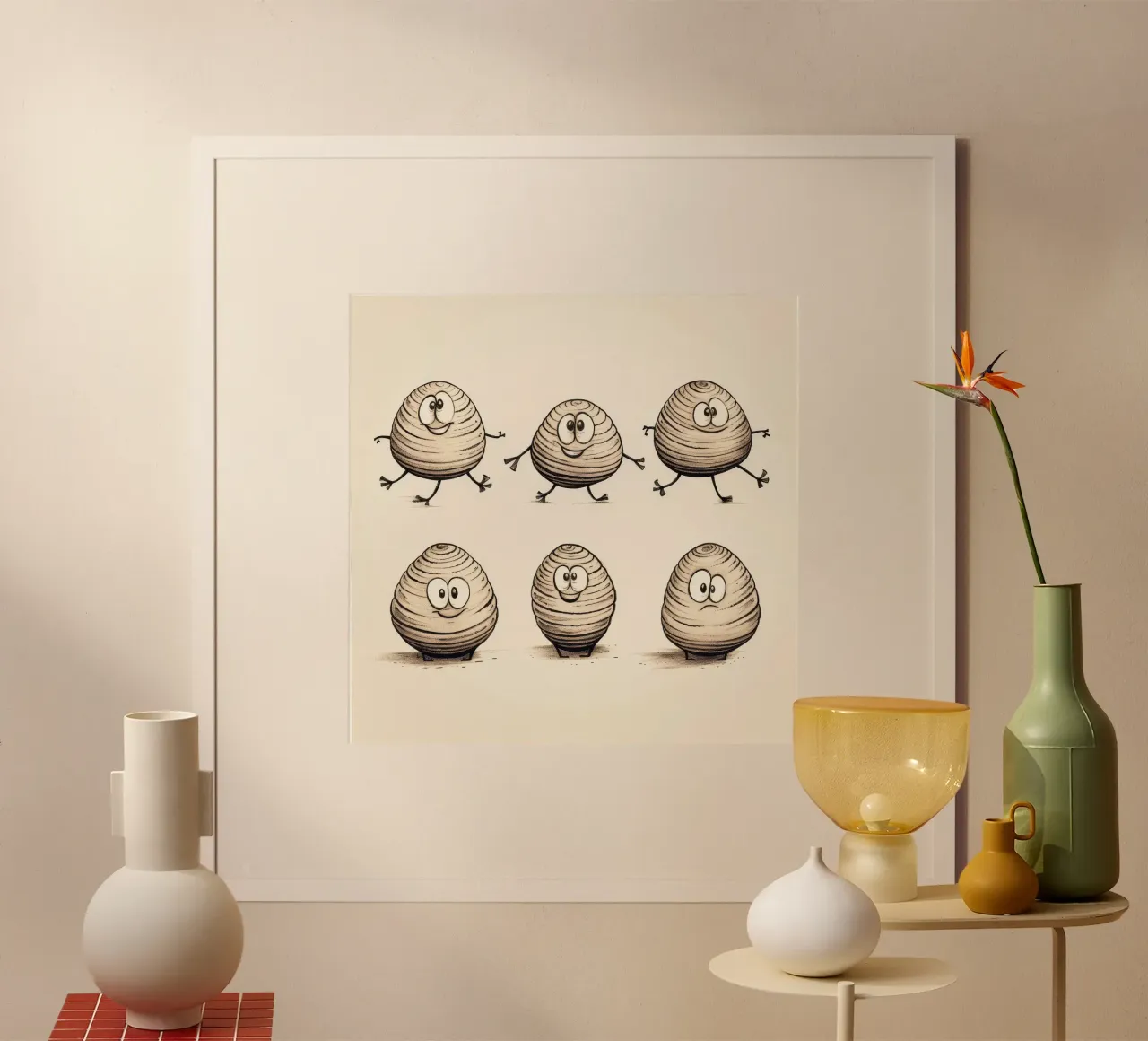 Gang di vongole retrò poster con telaio in plastica da Funny Animals