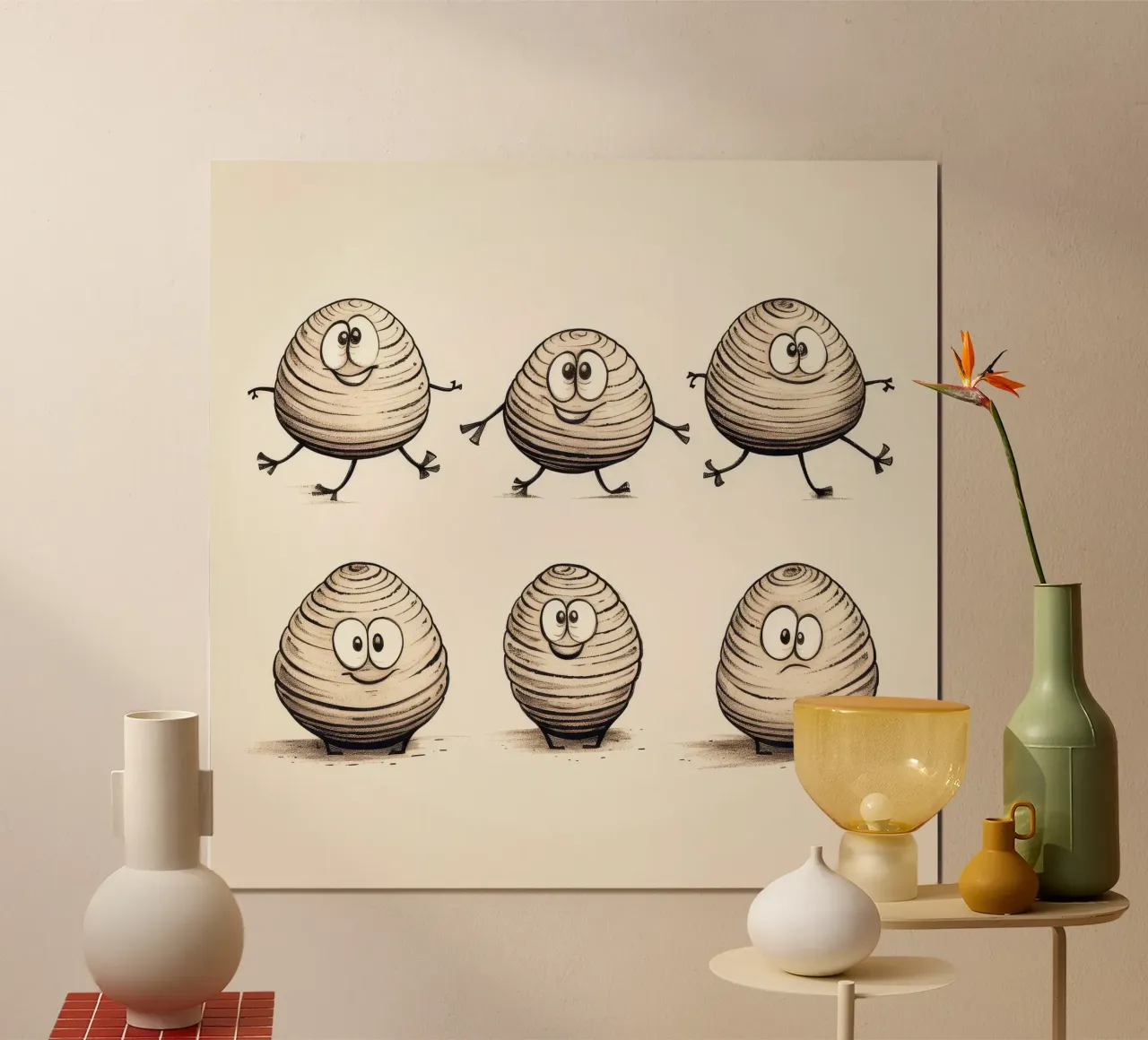 Gang di vongole retrò poster con telaio in plastica da Funny Animals