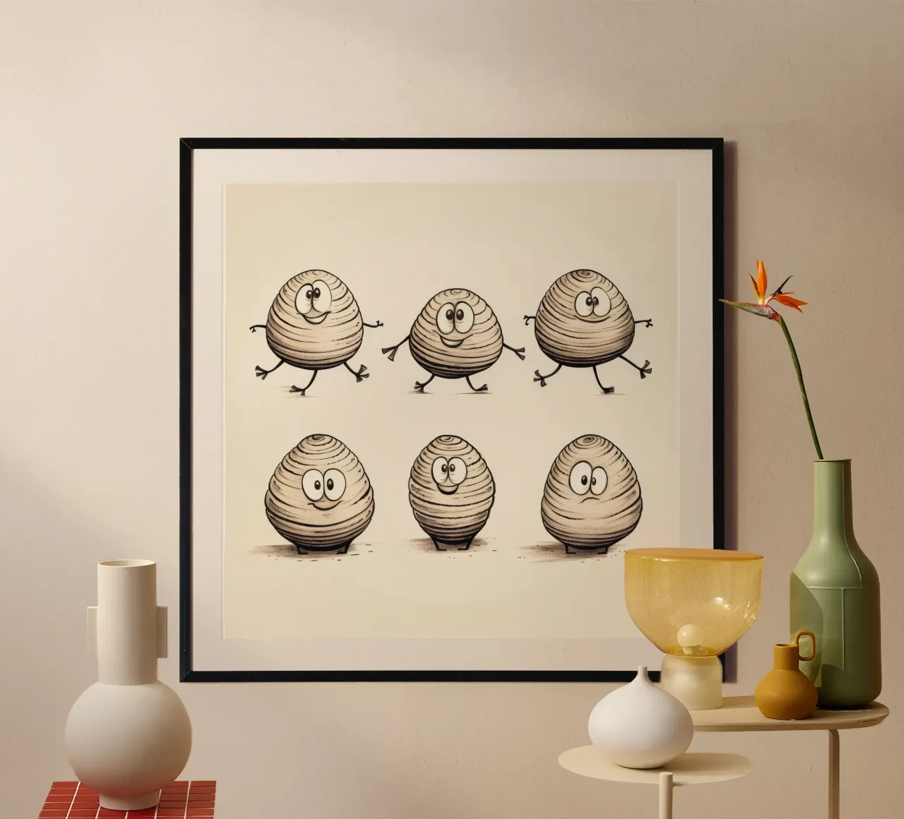 Gang di vongole retrò poster con telaio in plastica da Funny Animals