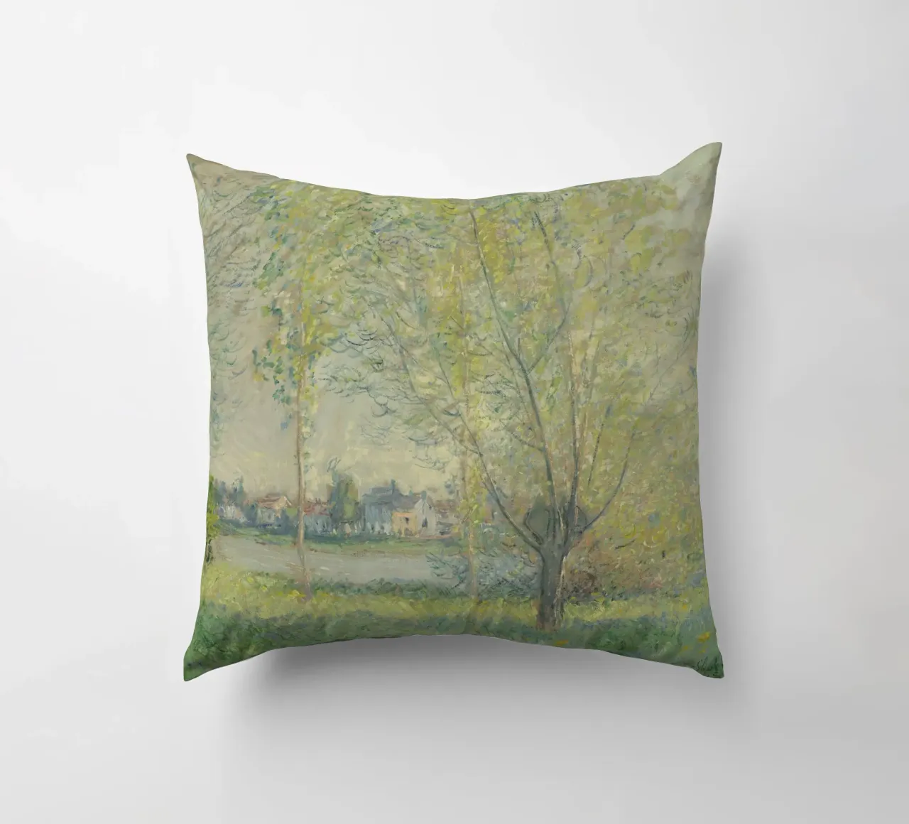 Claude Monet - The Willows decorative cushion by Timeless Artworks