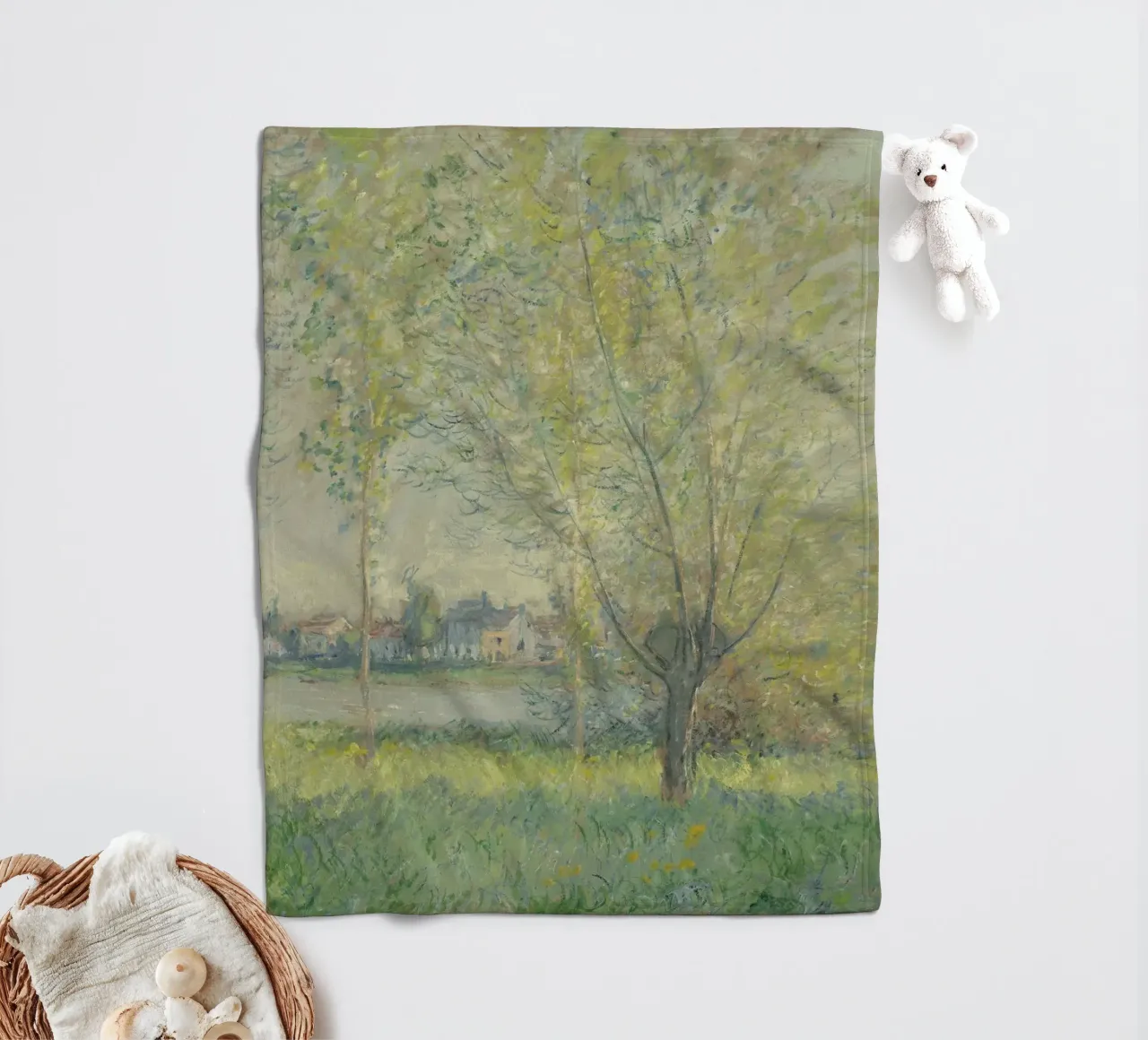 Claude Monet - Die Weiden Fleecedecke von Timeless Artworks