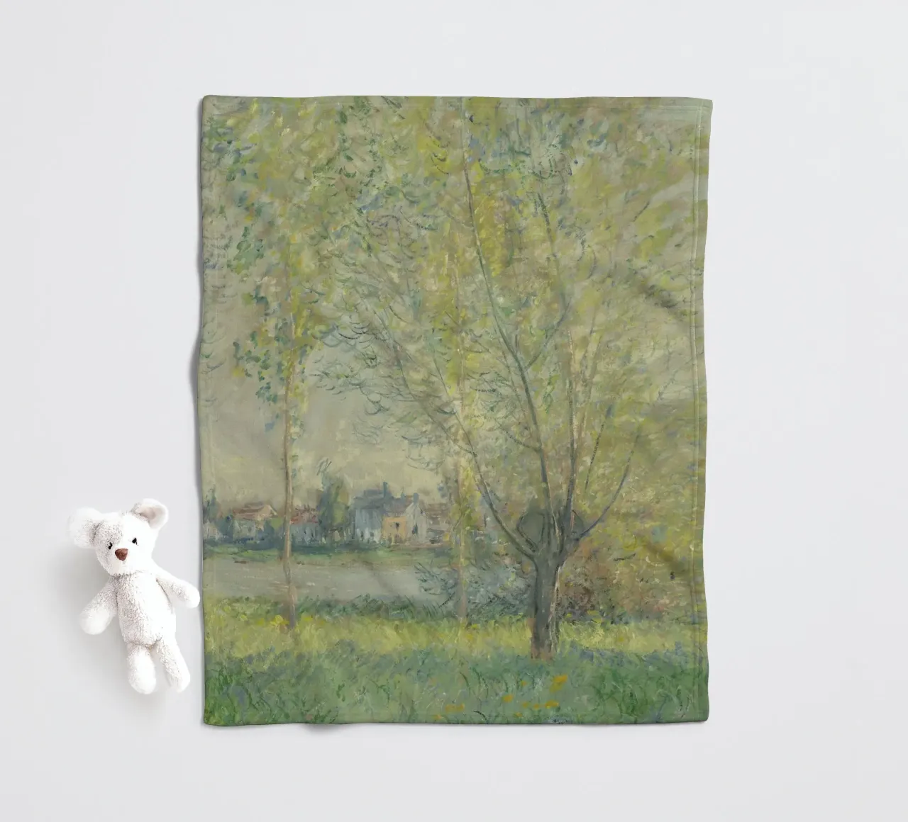 Claude Monet - Die Weiden Fleecedecke von Timeless Artworks