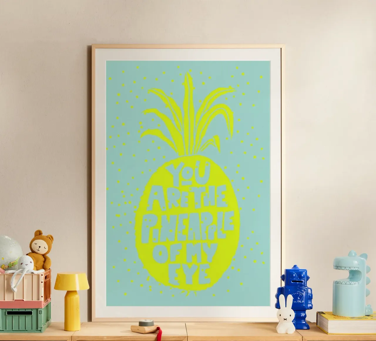 Ananas No. 2 poster con telaio in legno da typealive