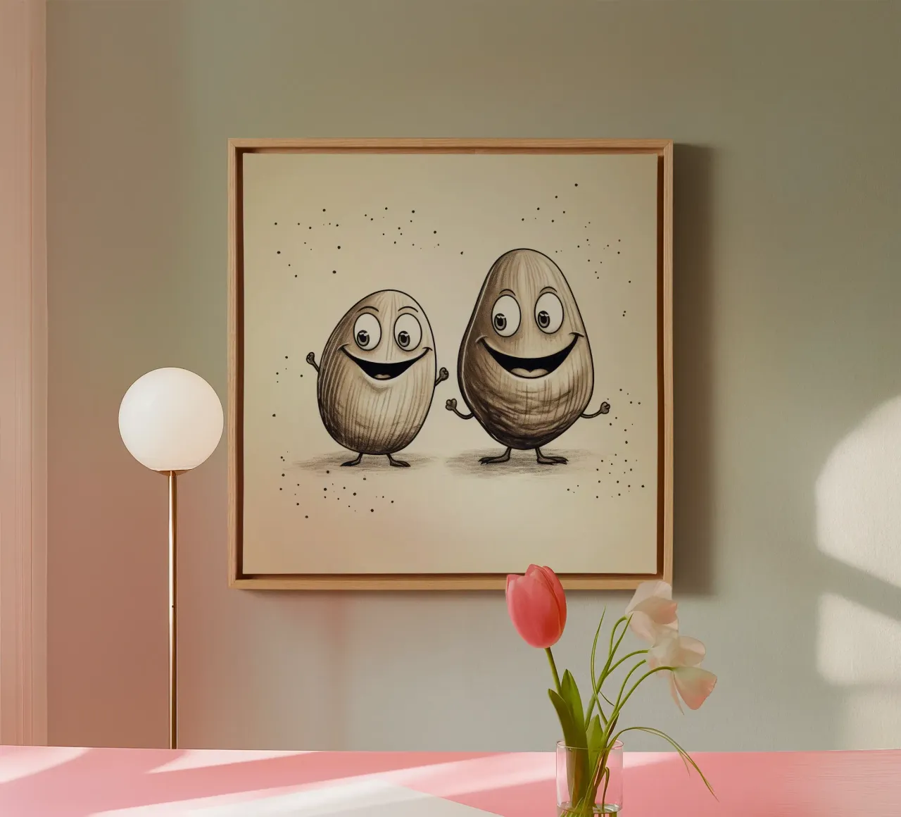 Retro Clam Duo canvas with Floater frame by Funny Animals