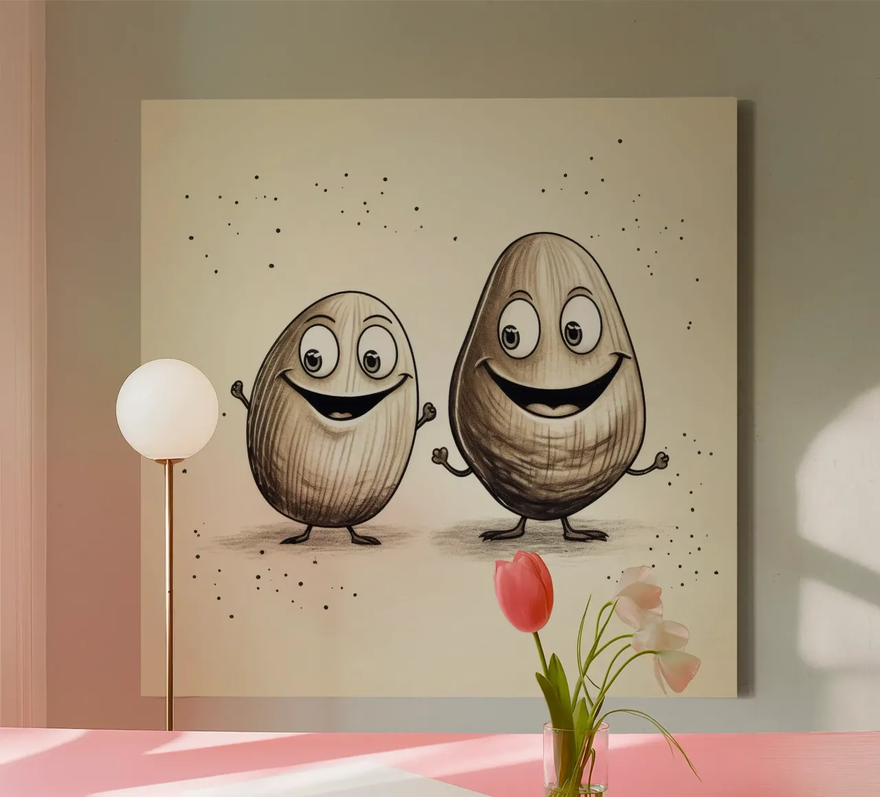 Retro Clam Duo canvas with Floater frame by Funny Animals
