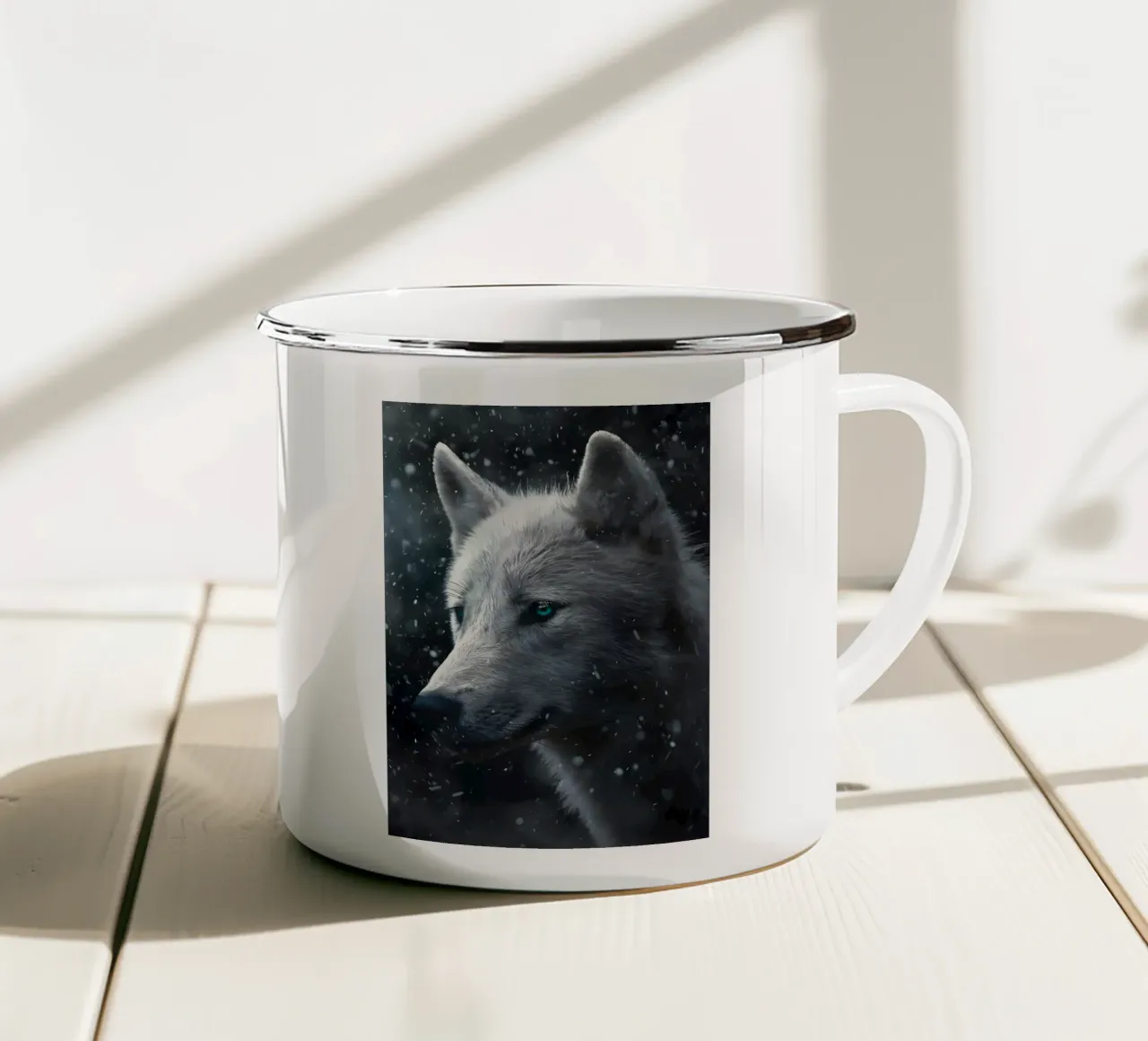 Animale lupo tazza in smalto da Pierre Walton