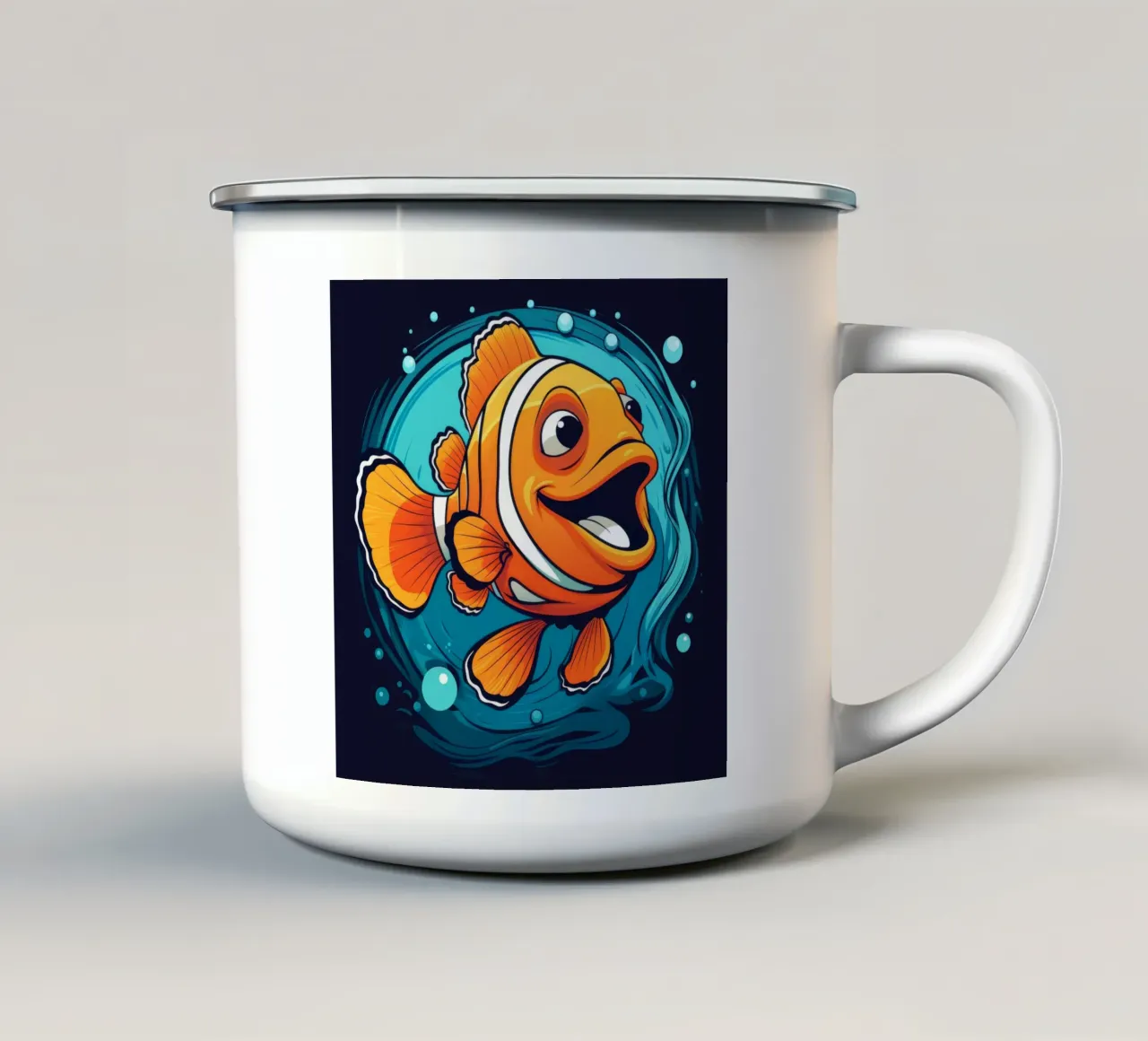 Pesce pagliaccio retrò tazza in smalto da Funny Animals