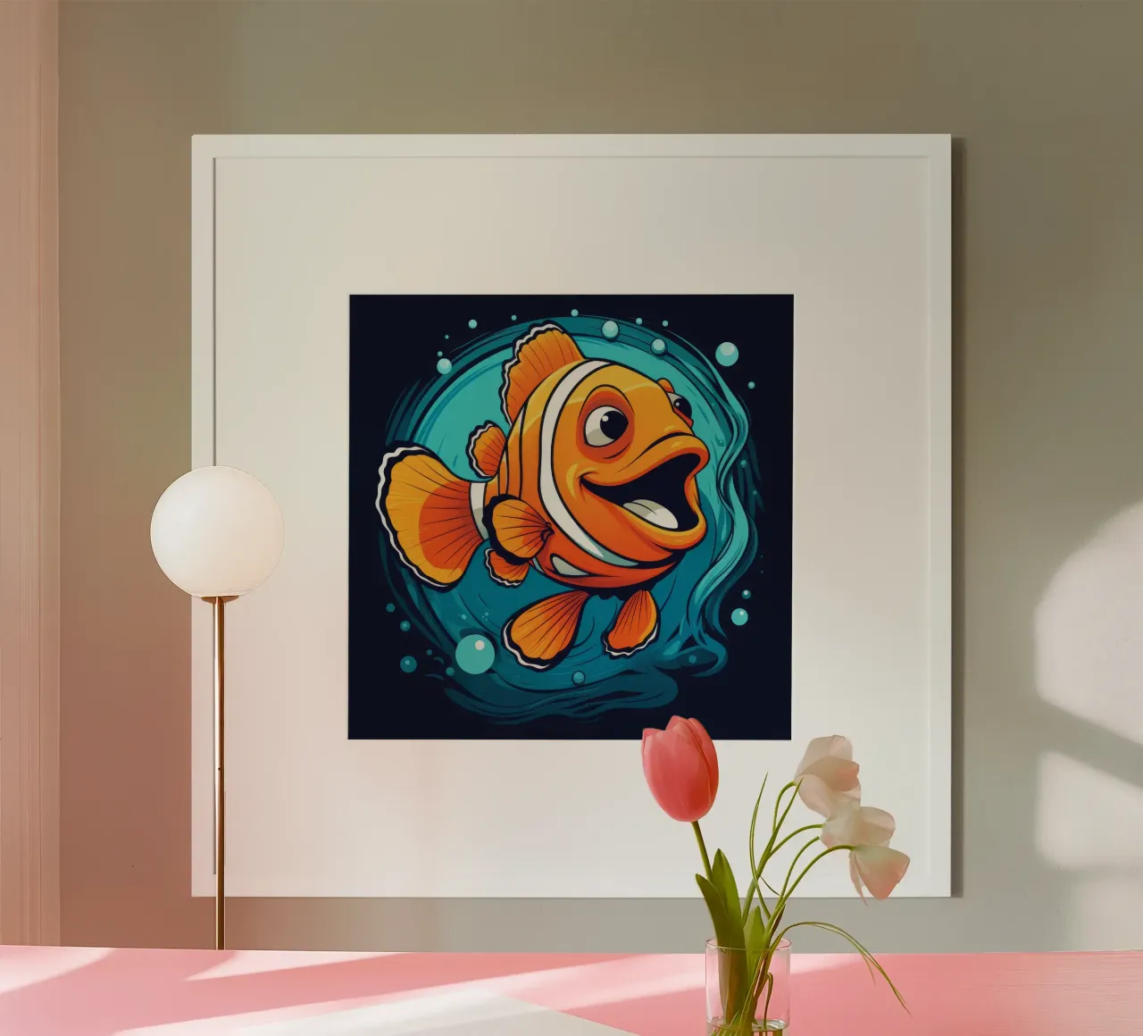 Pesce pagliaccio retrò carta hahnemühle da Funny Animals