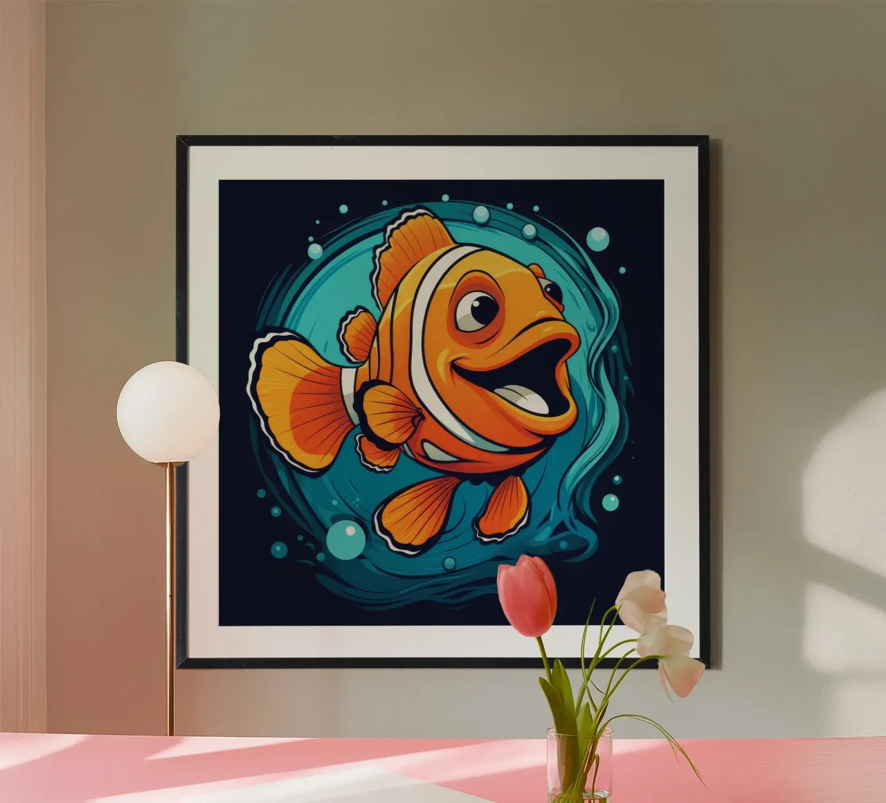 Pesce pagliaccio retrò carta hahnemühle da Funny Animals