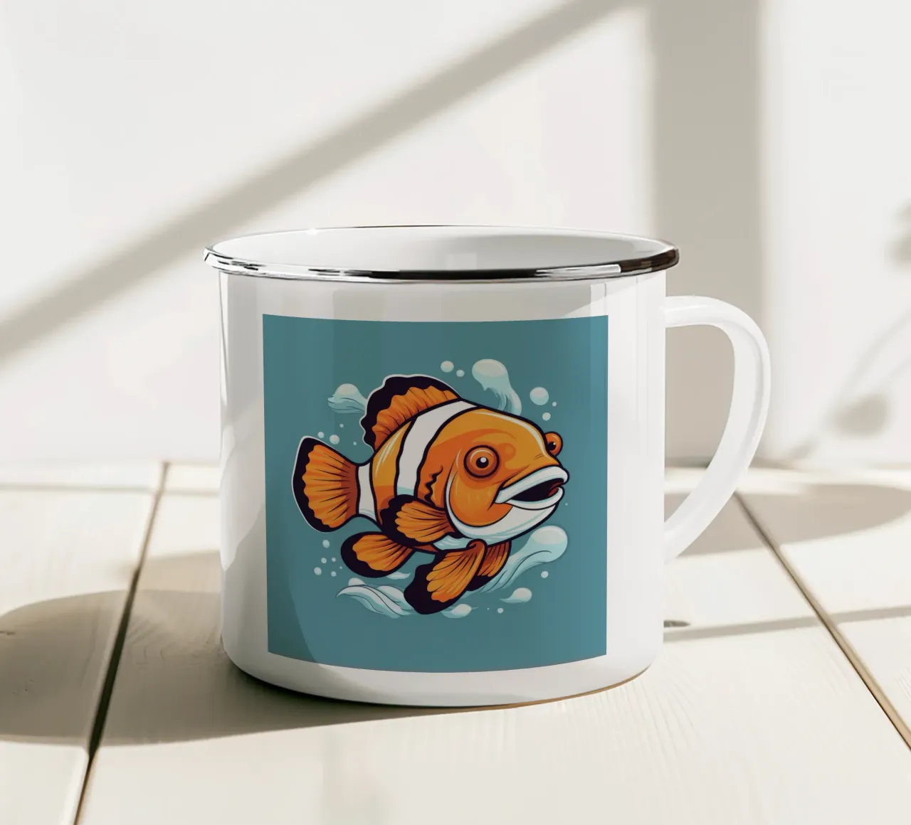 Pesce pagliaccio retrò tazza in smalto da Funny Animals
