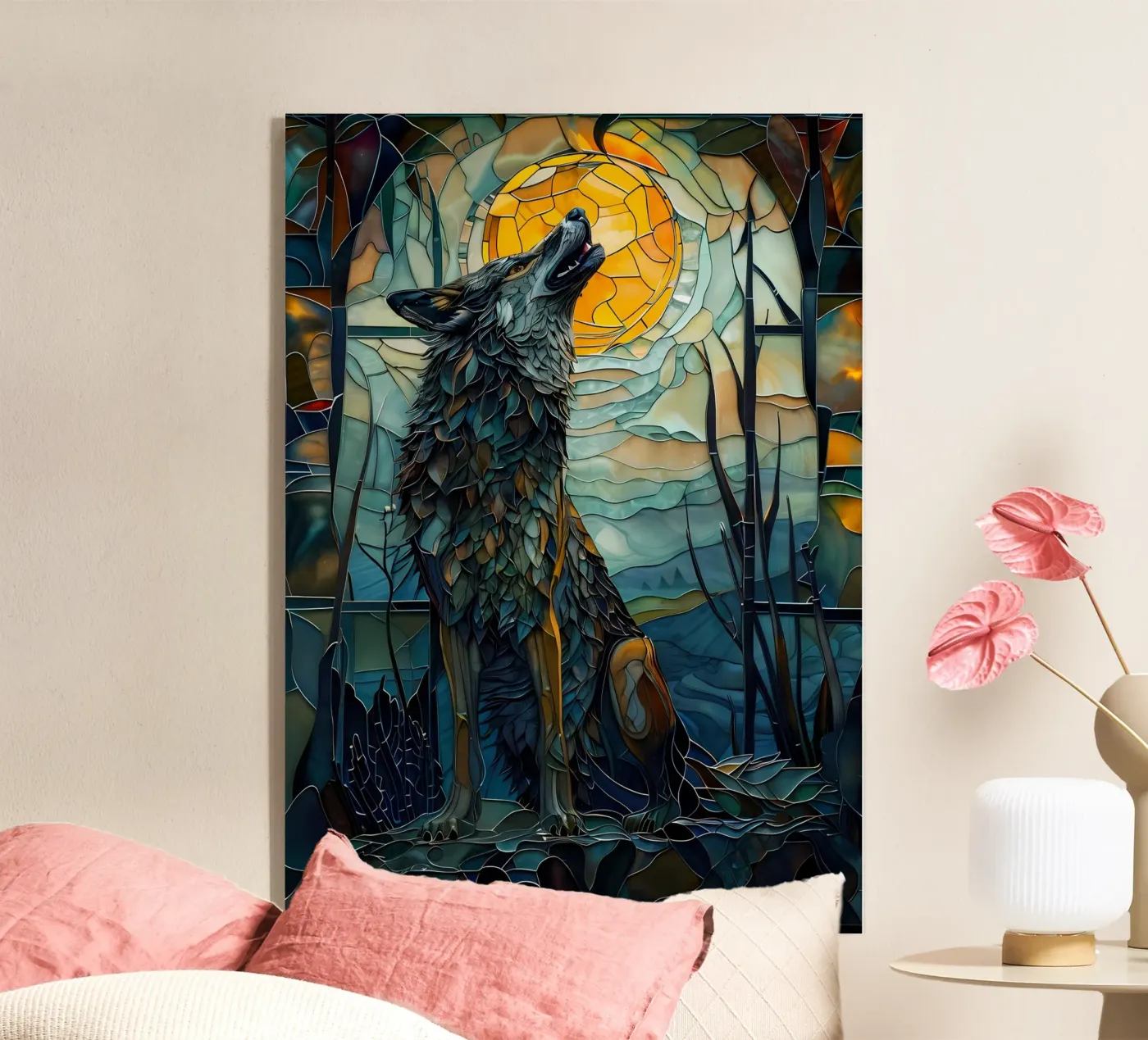 Wolf Dier acryl van Pierre Walton