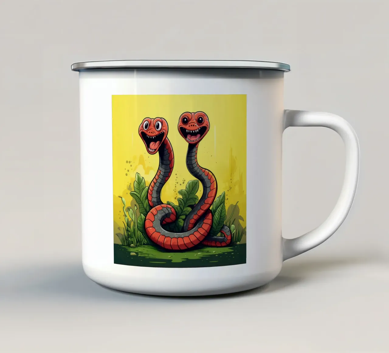 Duo Cobra retrò tazza in smalto da Funny Animals