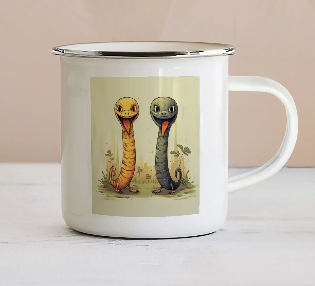 Duo Cobra retrò tazza in smalto da Funny Animals
