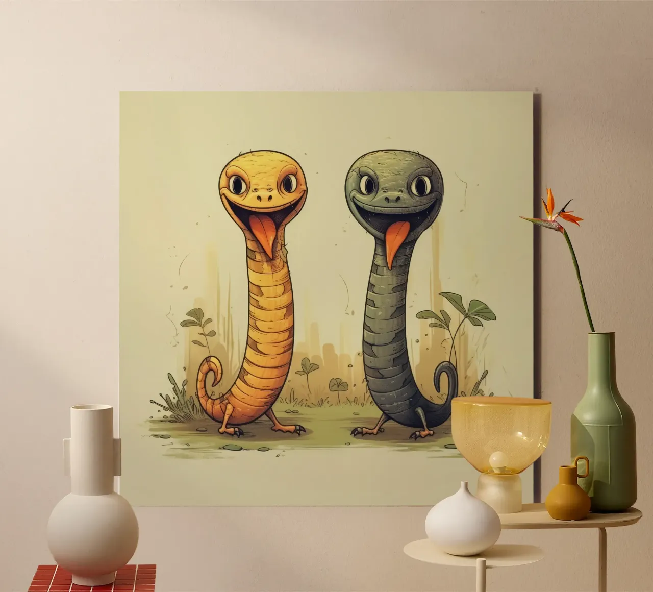 Duo Cobra retrò alluminio dibond da Funny Animals