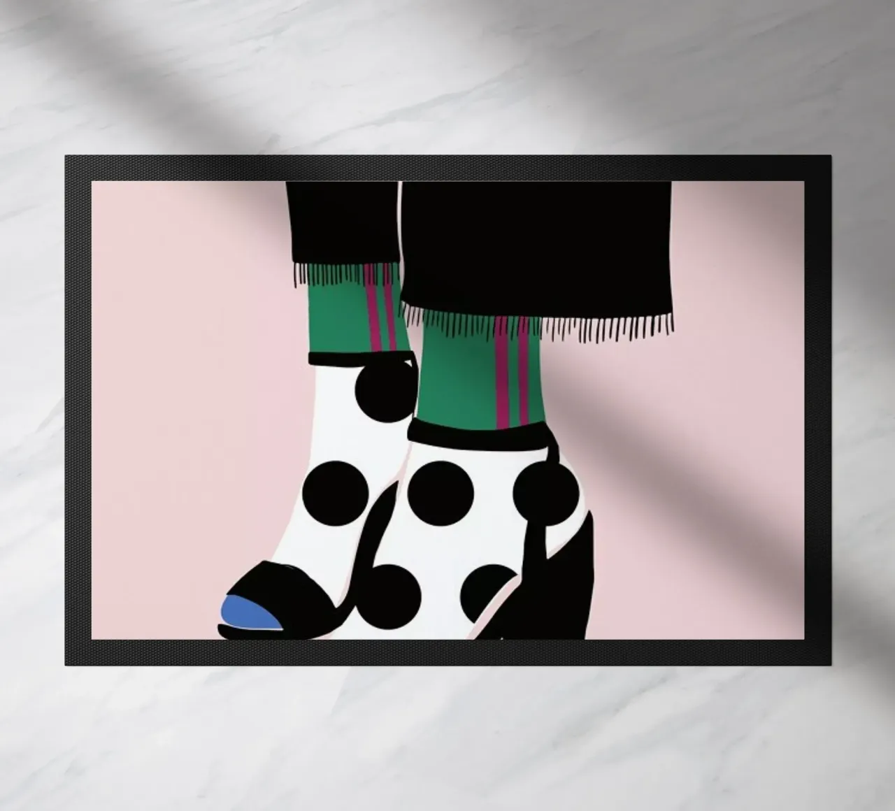 Polka Dot Socks in Heels doormat by Linda Gobeta