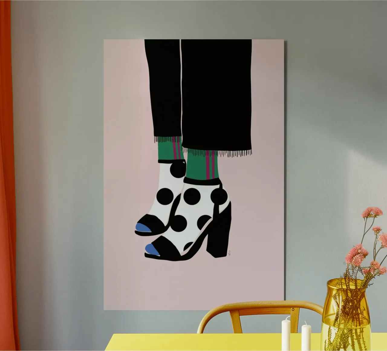 Polka Dot Socks in Heels alu-dibond by Linda Gobeta