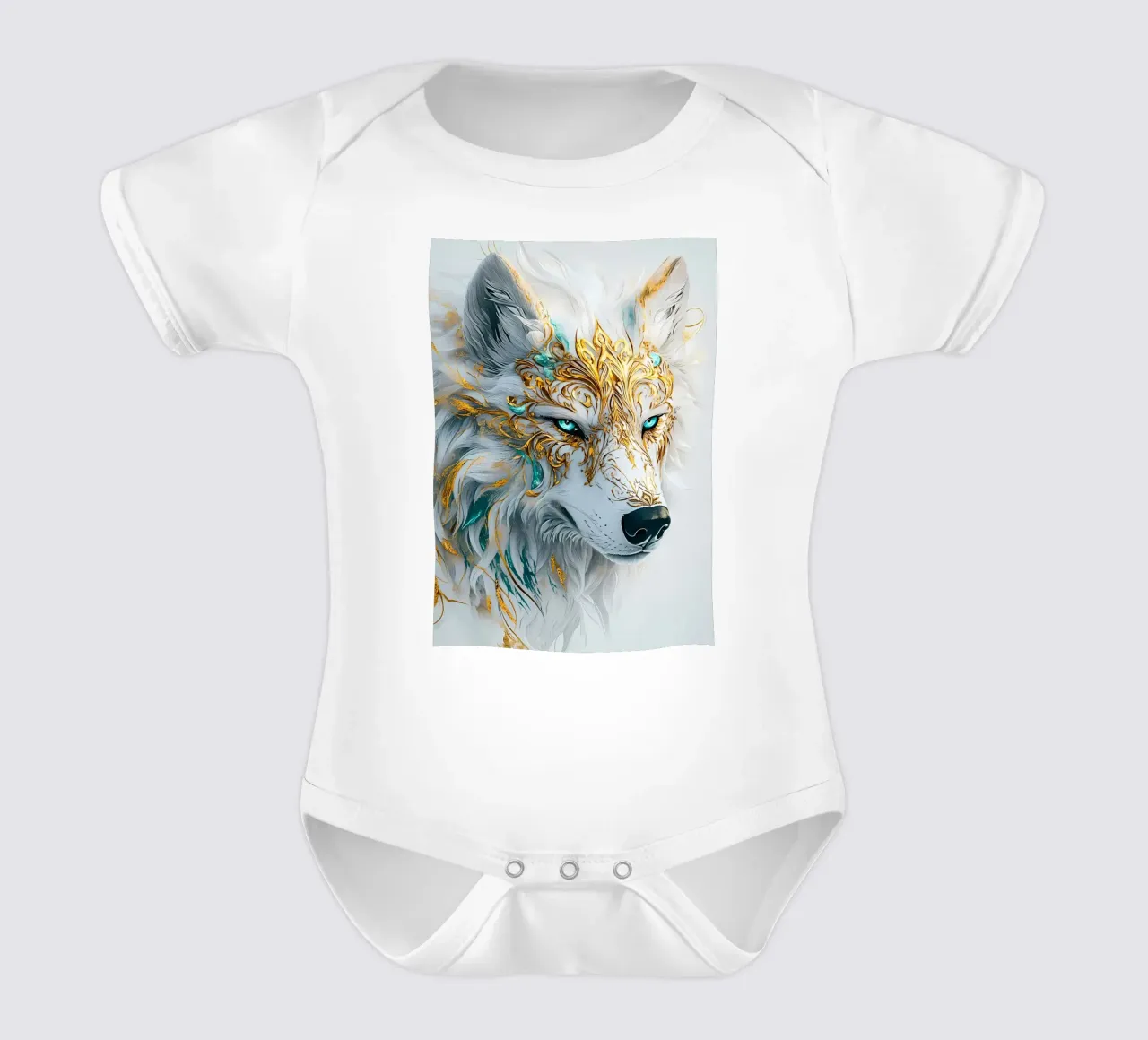 Wolf Animal short-sleeve baby romper by Pierre Walton