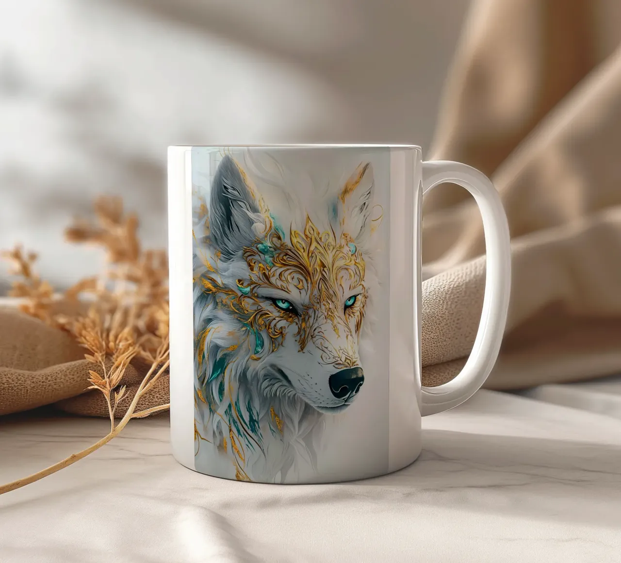 Animale lupo tazza in ceramica da Pierre Walton