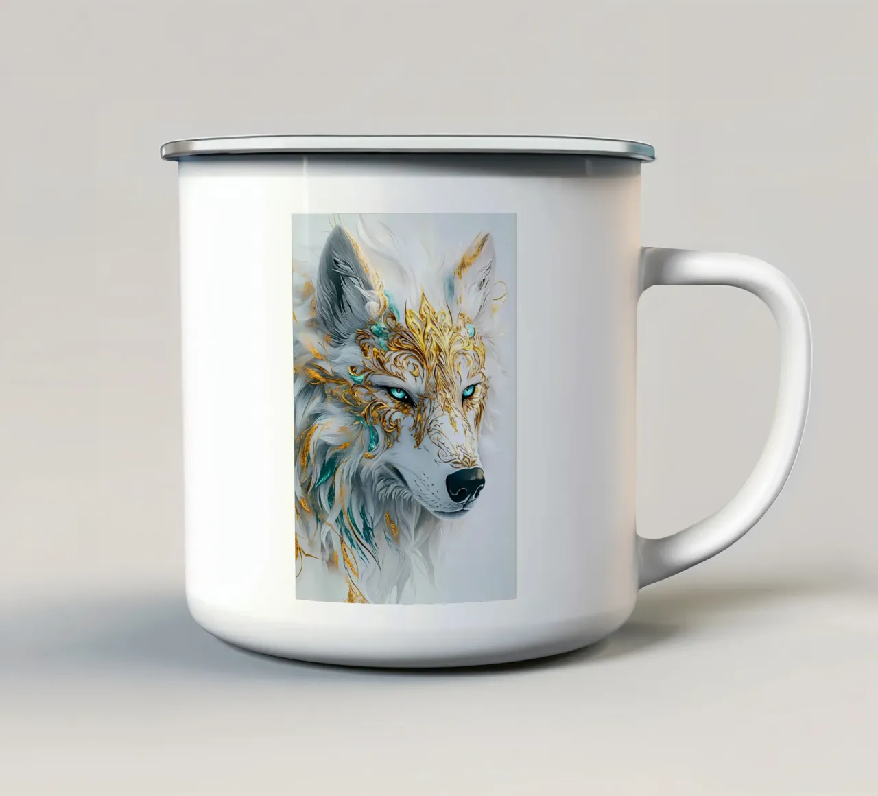 Animale lupo tazza in smalto da Pierre Walton