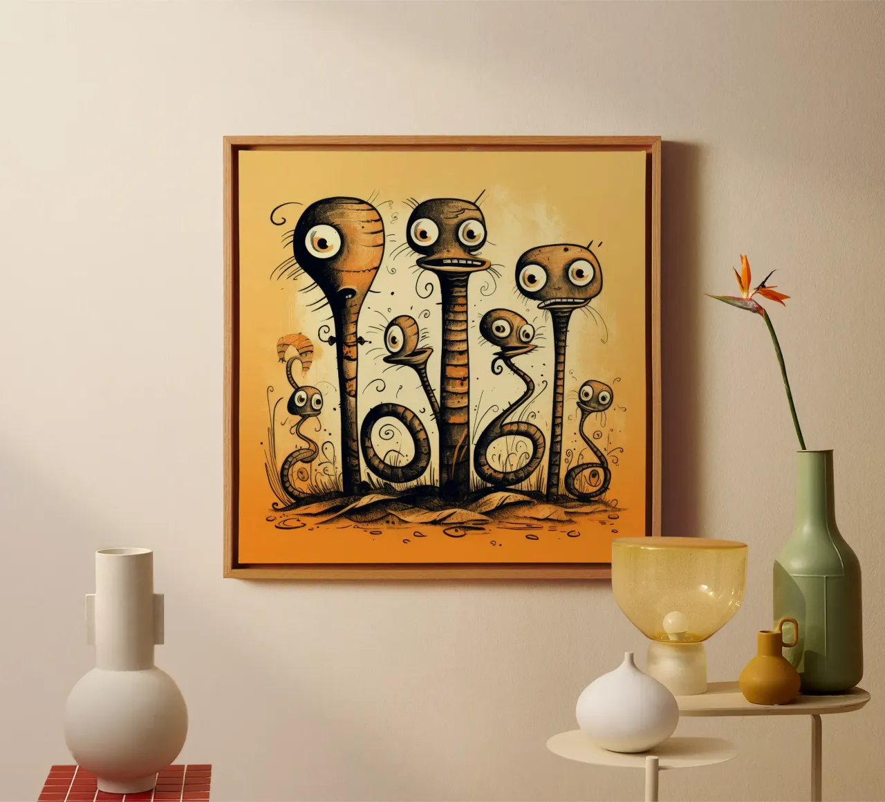 Retro Cobra Gang tela con Cornice a cassetta da Funny Animals