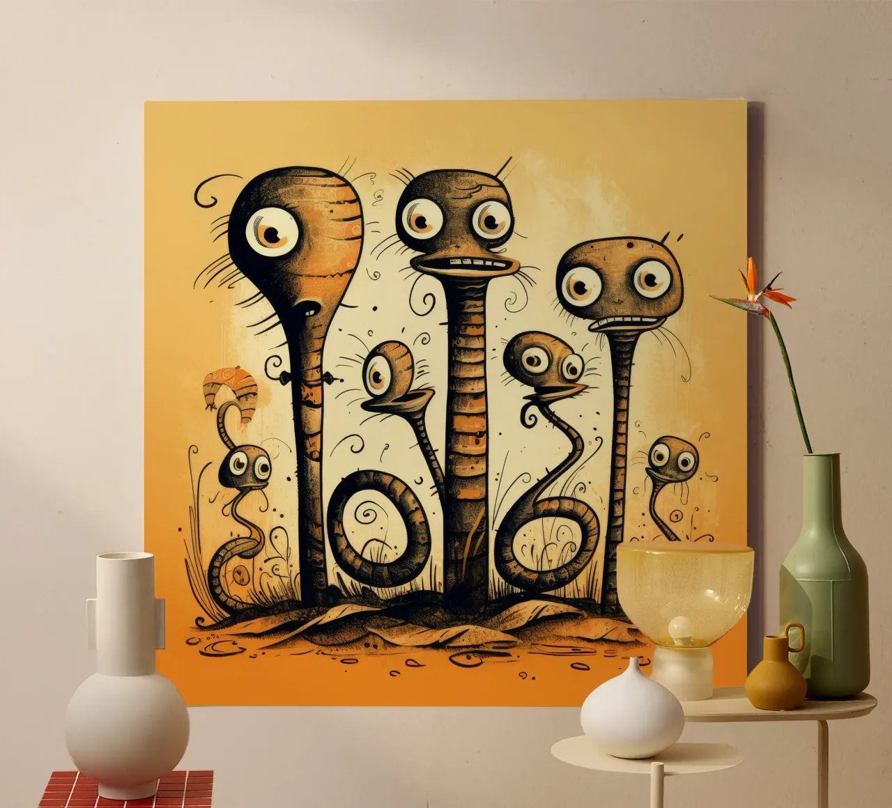 Retro Cobra Gang tela con Cornice a cassetta da Funny Animals
