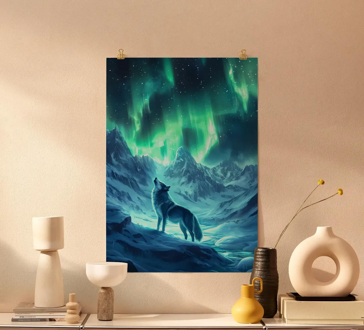 Animale lupo poster con telaio in alluminio da Pierre Walton