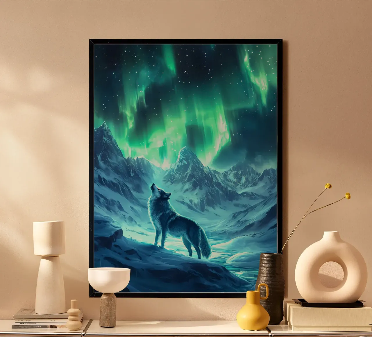 Animale lupo poster con telaio in alluminio da Pierre Walton