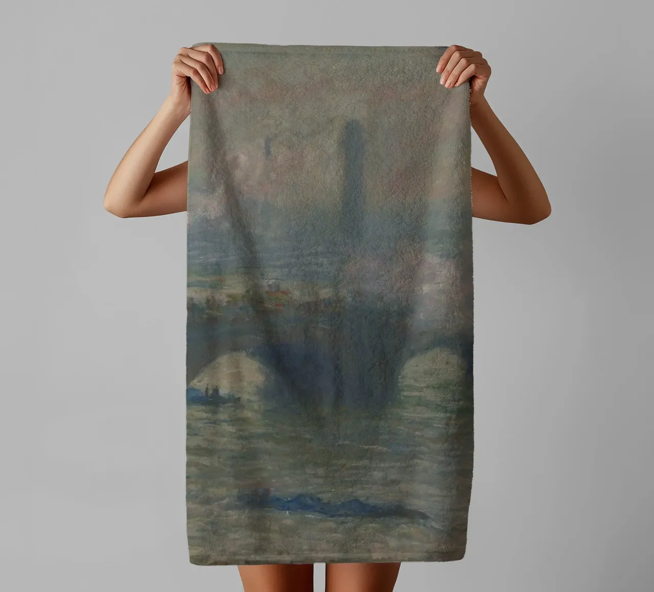 Claude Monet - Waterloo Bridge, Gray Day towel by Timeless Artworks