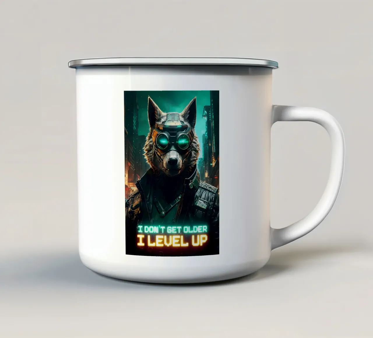 Animale lupo tazza in smalto da Pierre Walton