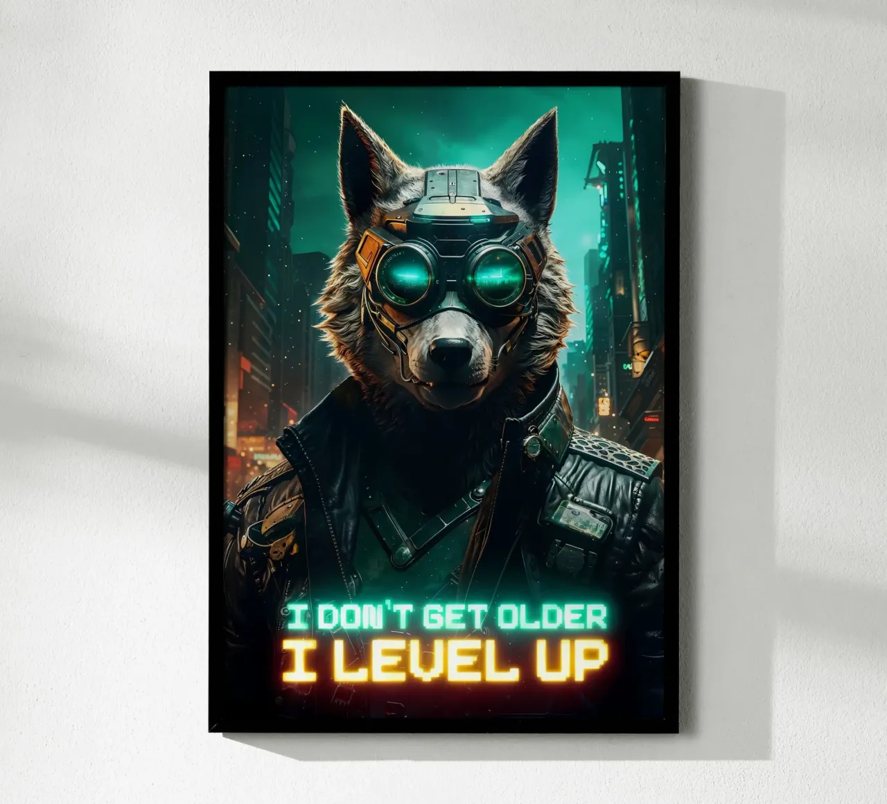 Animale lupo poster con telaio in legno da Pierre Walton