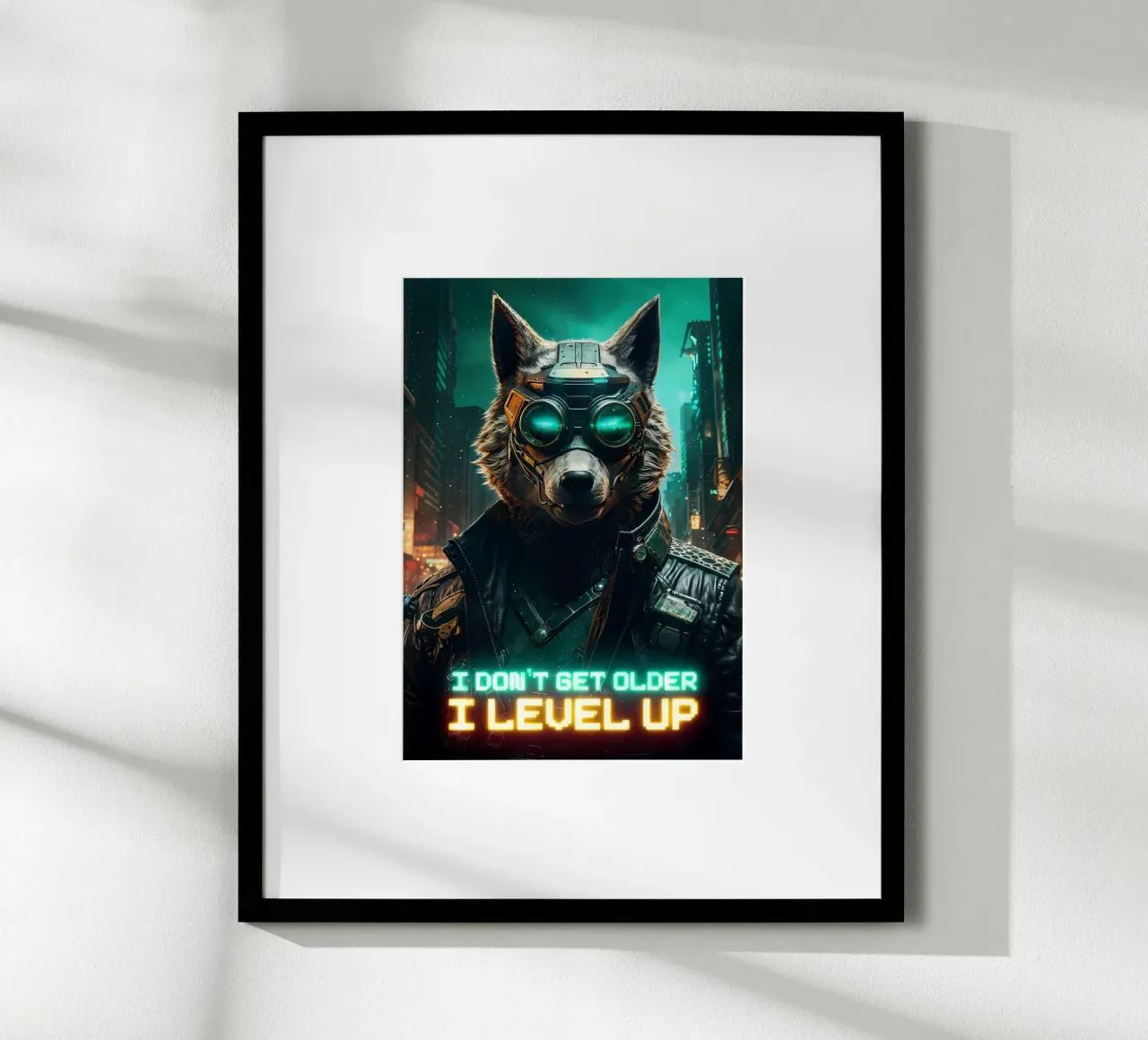 Animale lupo poster con telaio in legno da Pierre Walton