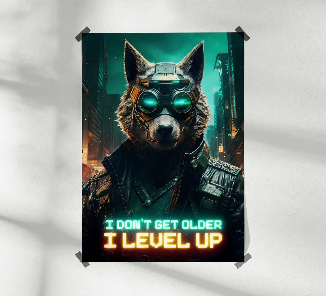 Animale lupo poster con telaio in legno da Pierre Walton