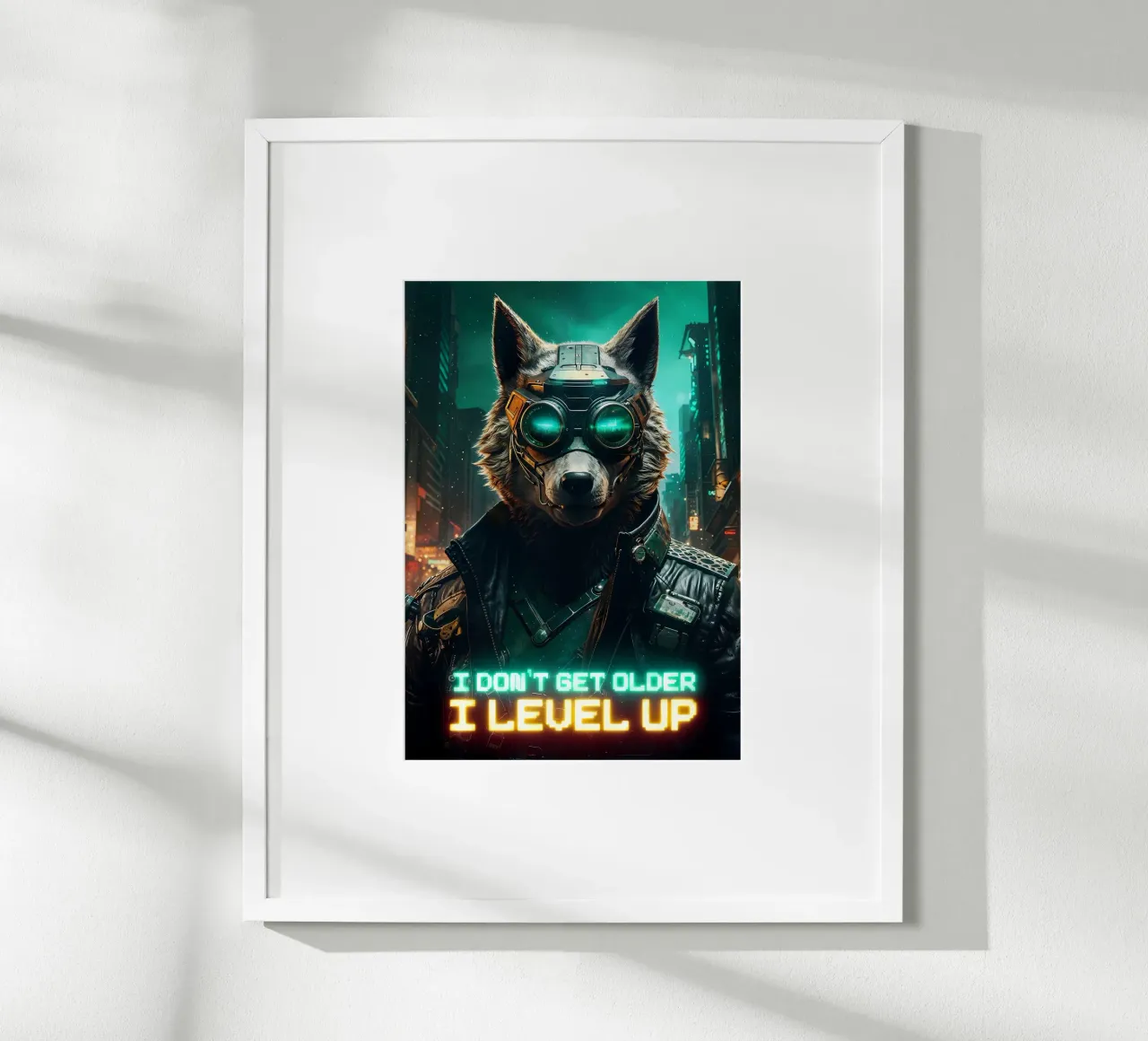 Animale lupo poster con telaio in legno da Pierre Walton