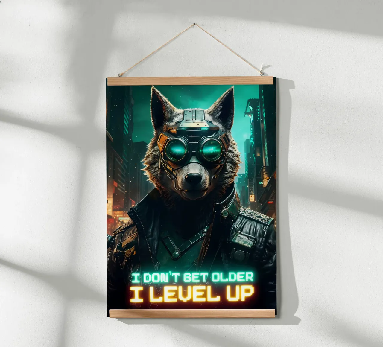 Animale lupo poster con telaio in legno da Pierre Walton