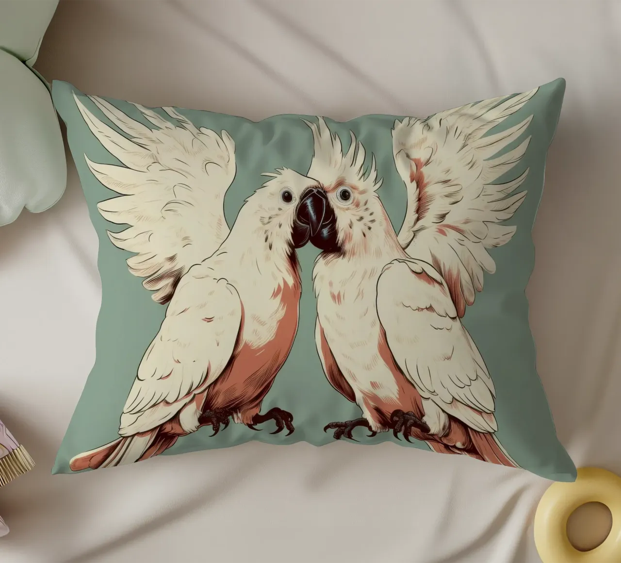 Duo di cacatua retrò cuscino da Funny Animals