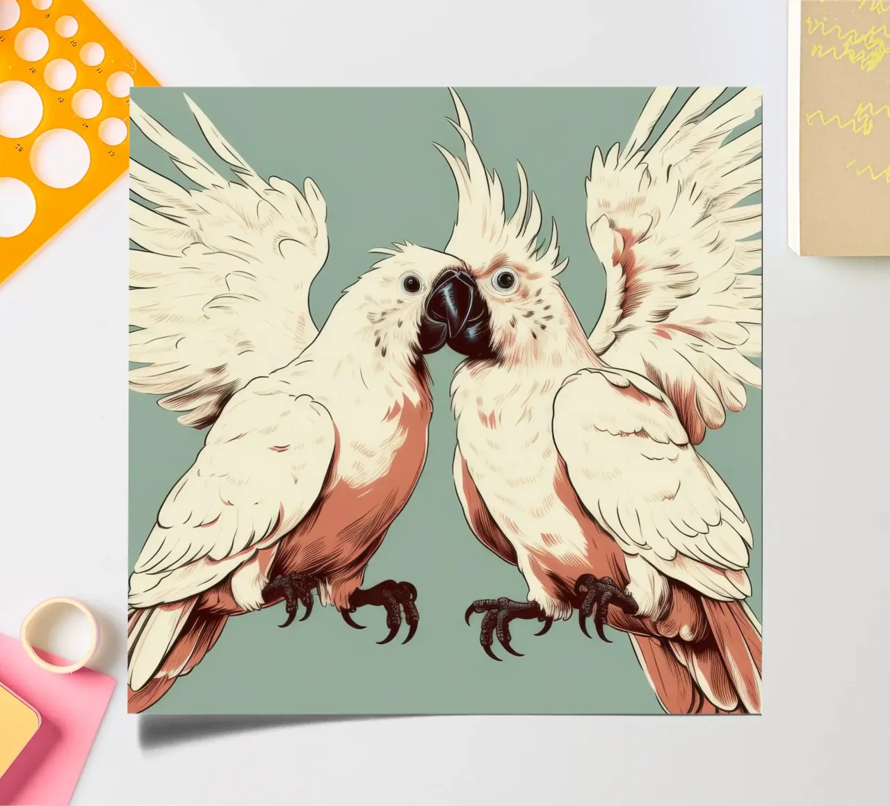 Retro Kakadu Duo Stickerbogen von Funny Animals