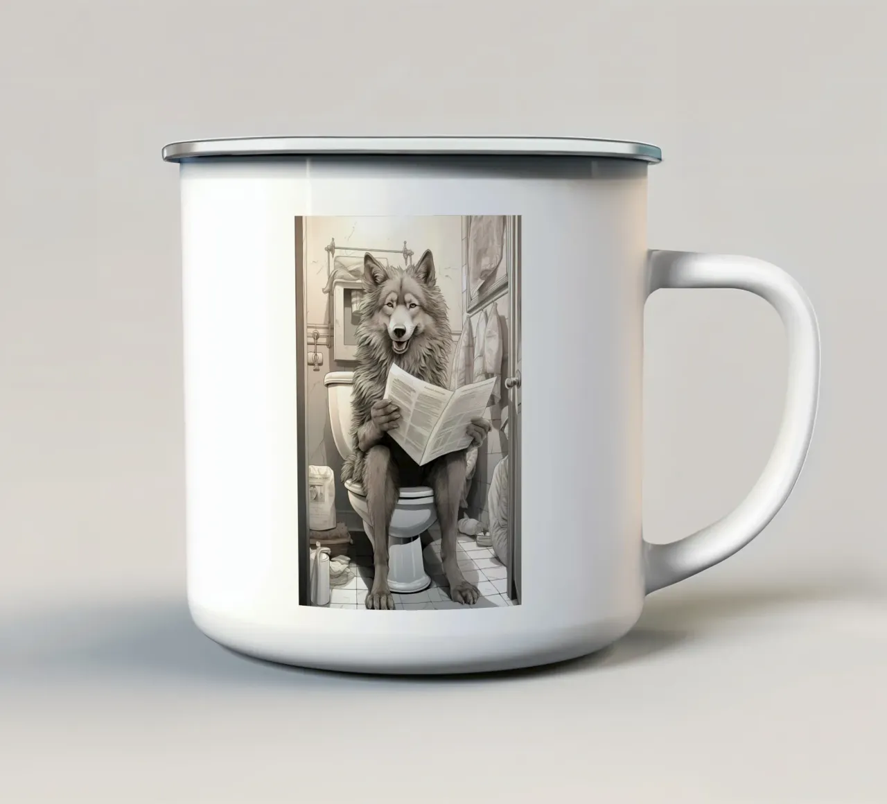 Animale lupo tazza in smalto da Pierre Walton