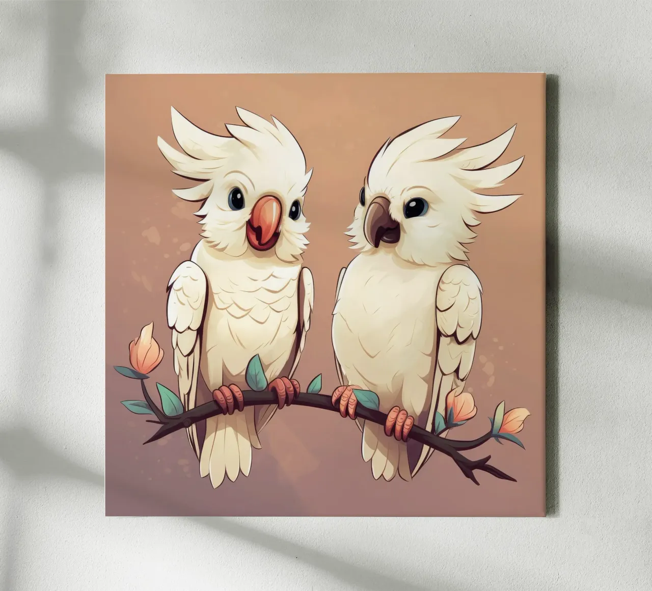 Duo di cacatua retrò tela con Cornice a cassetta da Funny Animals