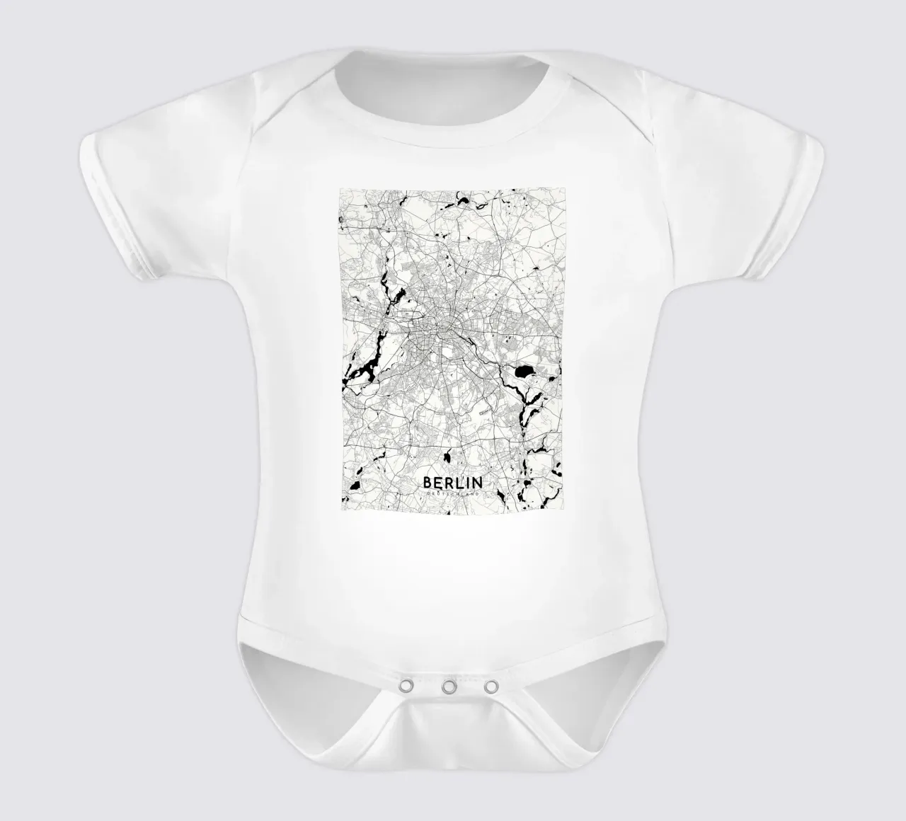Berlin map white short-sleeve baby romper by Christopher Adams