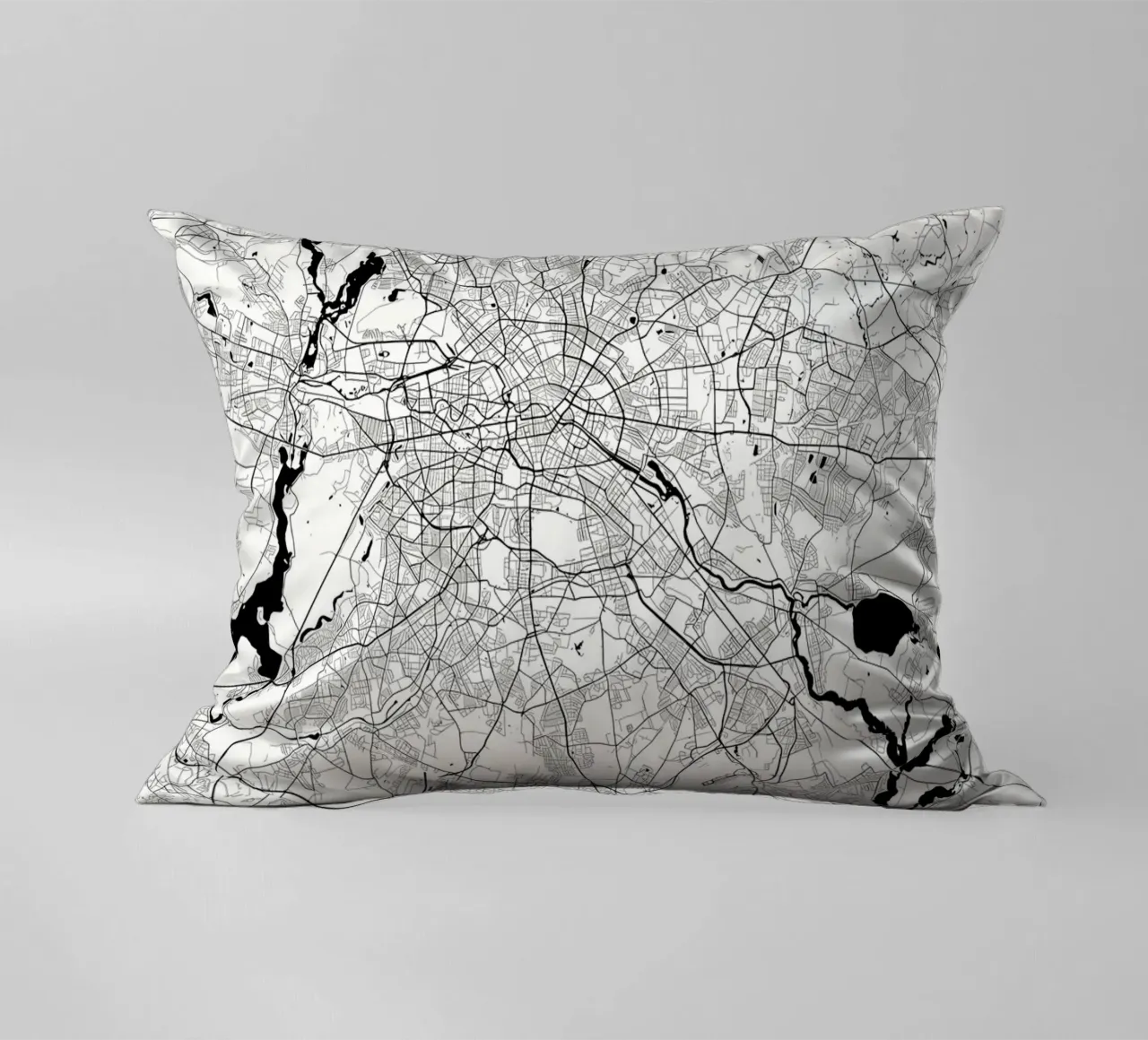 Berlin map white decorative cushion by Christopher Adams