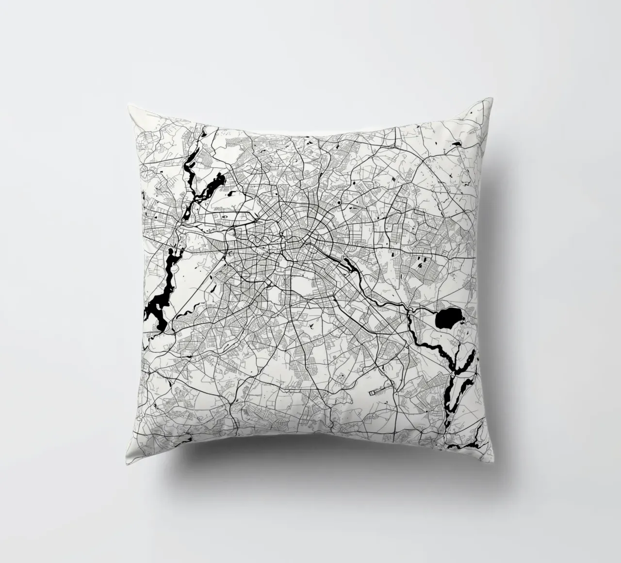 Berlin map white decorative cushion by Christopher Adams