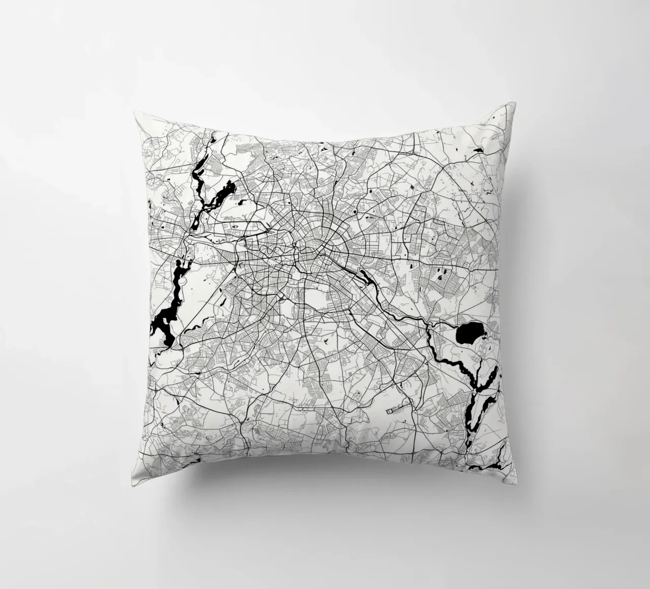 Berlin map white decorative cushion by Christopher Adams