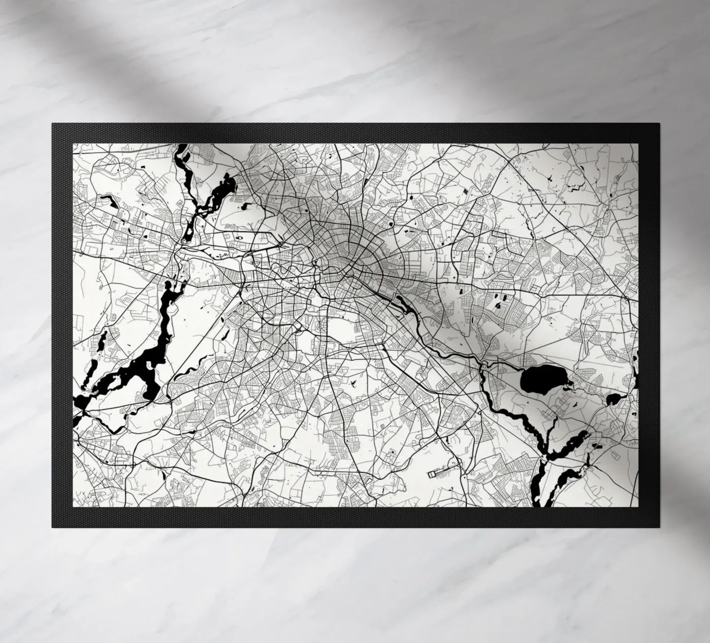 Berlin map white doormat by Christopher Adams