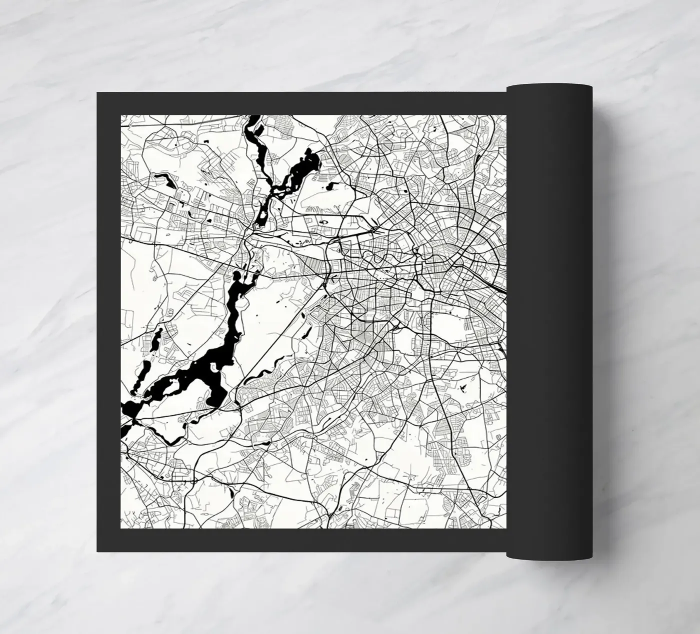 Berlin map white doormat by Christopher Adams