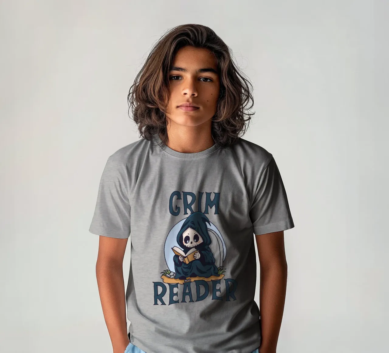 Grimmige lezer kinder t-shirt van Loobs