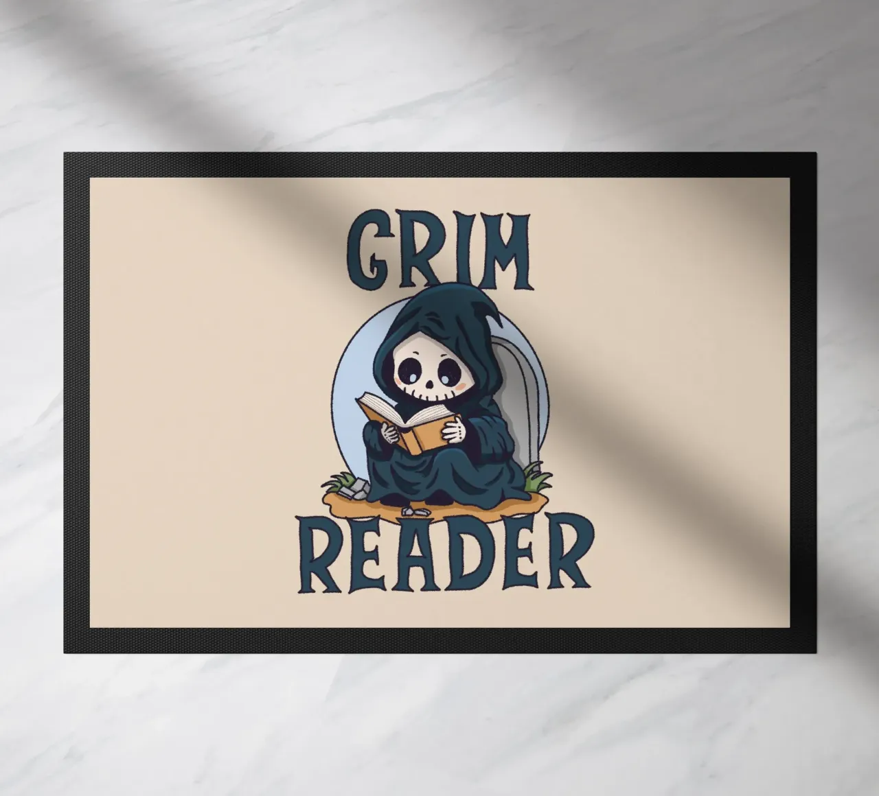 Grim Reader doormat by Loobs