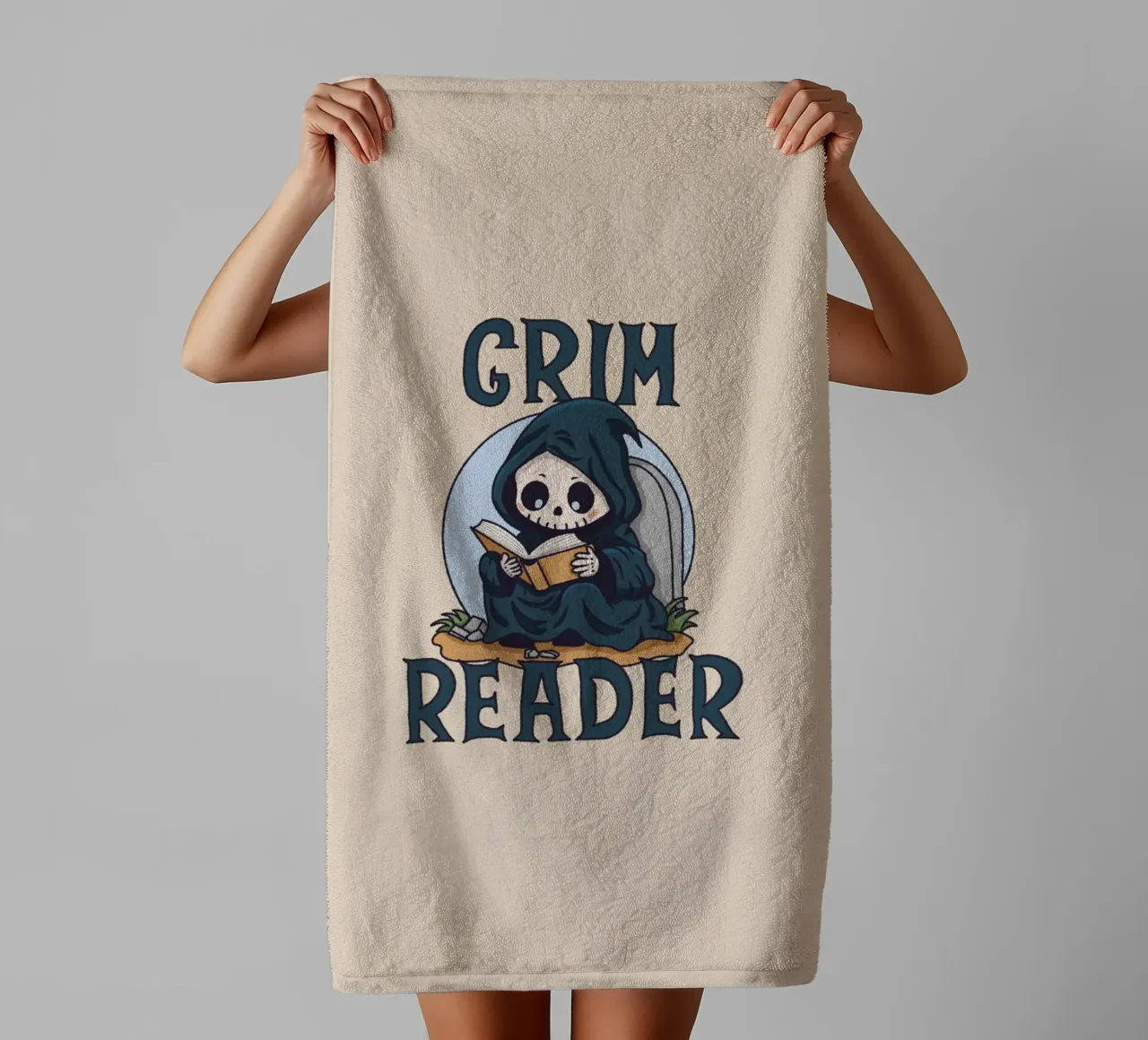 Grim Reader towel by Loobs