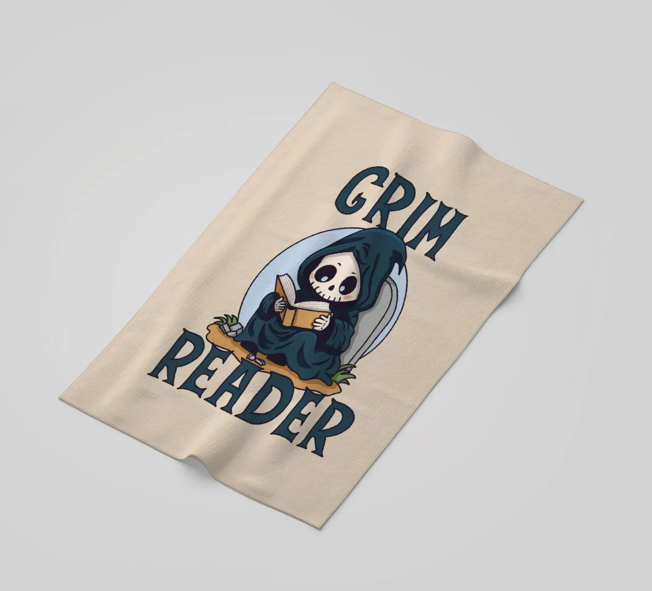 Grimmige lezer strandhanddoek van Loobs