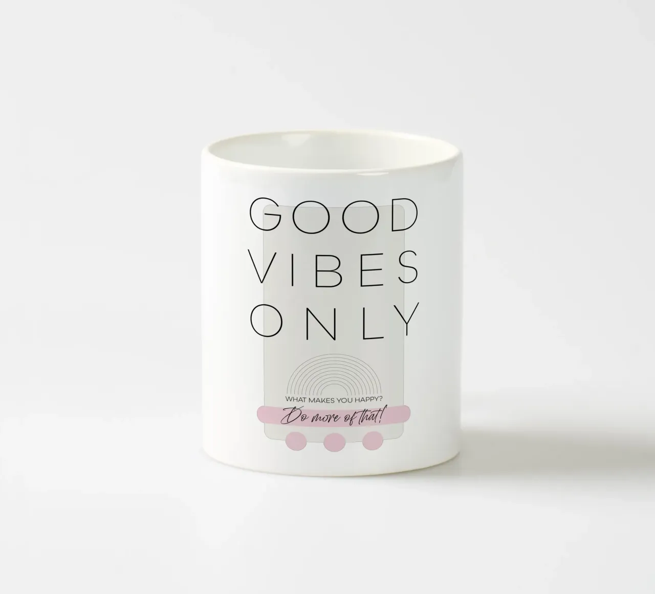 What makes you happy - pink ceramic mug by Melanie Viola